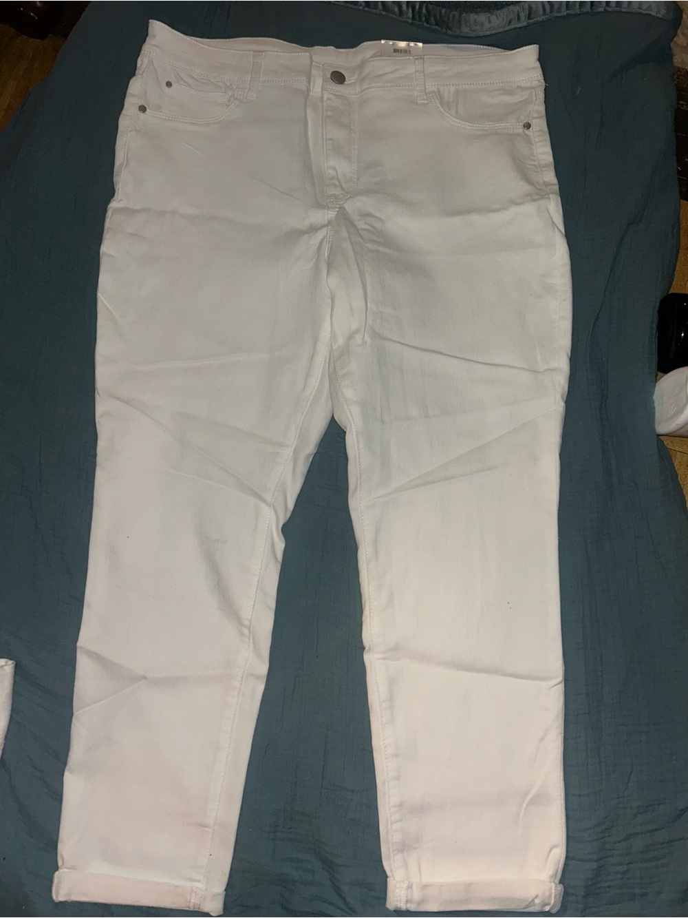 White skinny ankle high rise pants